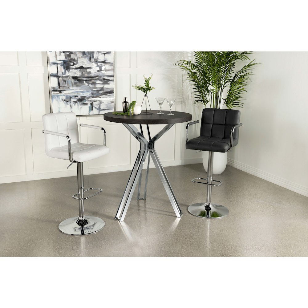 Dark Oak and Chrome Round Wood Top Bar Table
