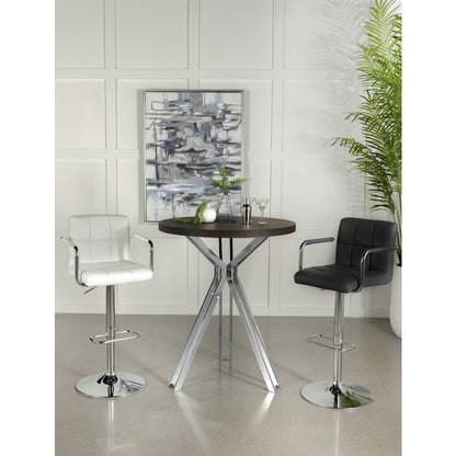 Dark Oak and Chrome Round Wood Top Bar Table