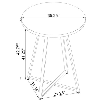 Brown Oak and Chrome Sled Base Round Bar Table
