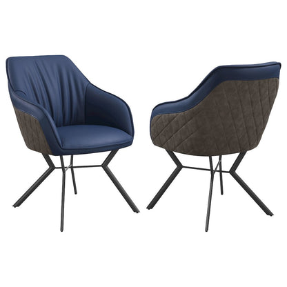 Blue and Gunmetal Upholstered Dining Chairs (Set of 2)