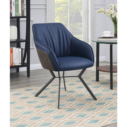 Blue and Gunmetal Upholstered Dining Chairs (Set of 2)