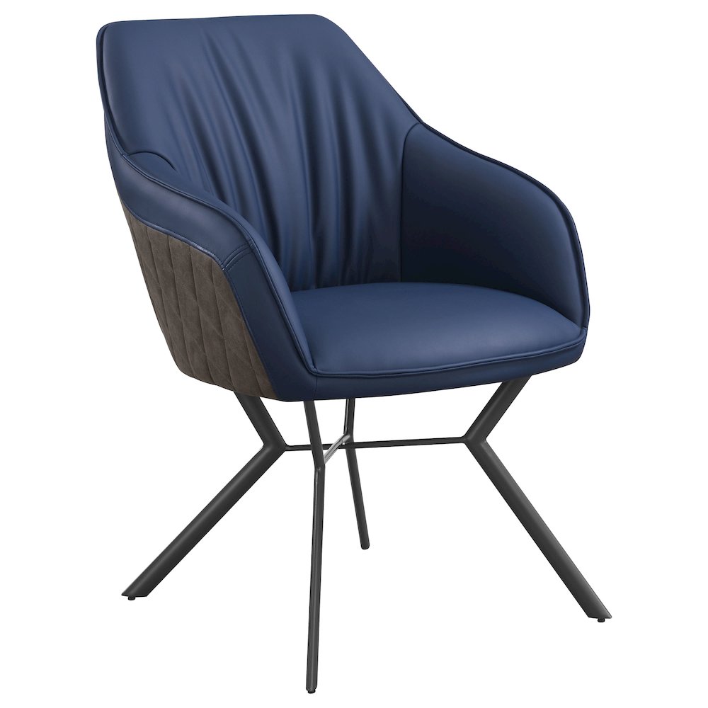 Blue and Gunmetal Upholstered Dining Chairs (Set of 2)