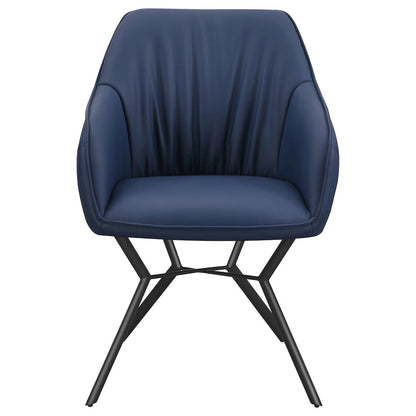 Blue and Gunmetal Upholstered Dining Chairs (Set of 2)