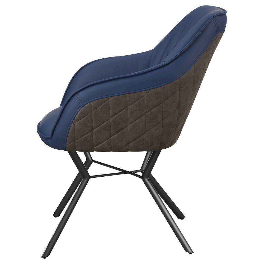 Blue and Gunmetal Upholstered Dining Chairs (Set of 2)