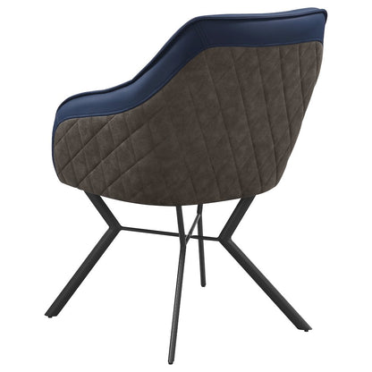 Blue and Gunmetal Upholstered Dining Chairs (Set of 2)