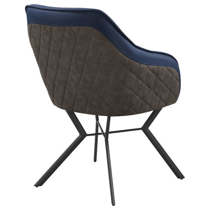 Blue and Gunmetal Upholstered Dining Chairs (Set of 2)