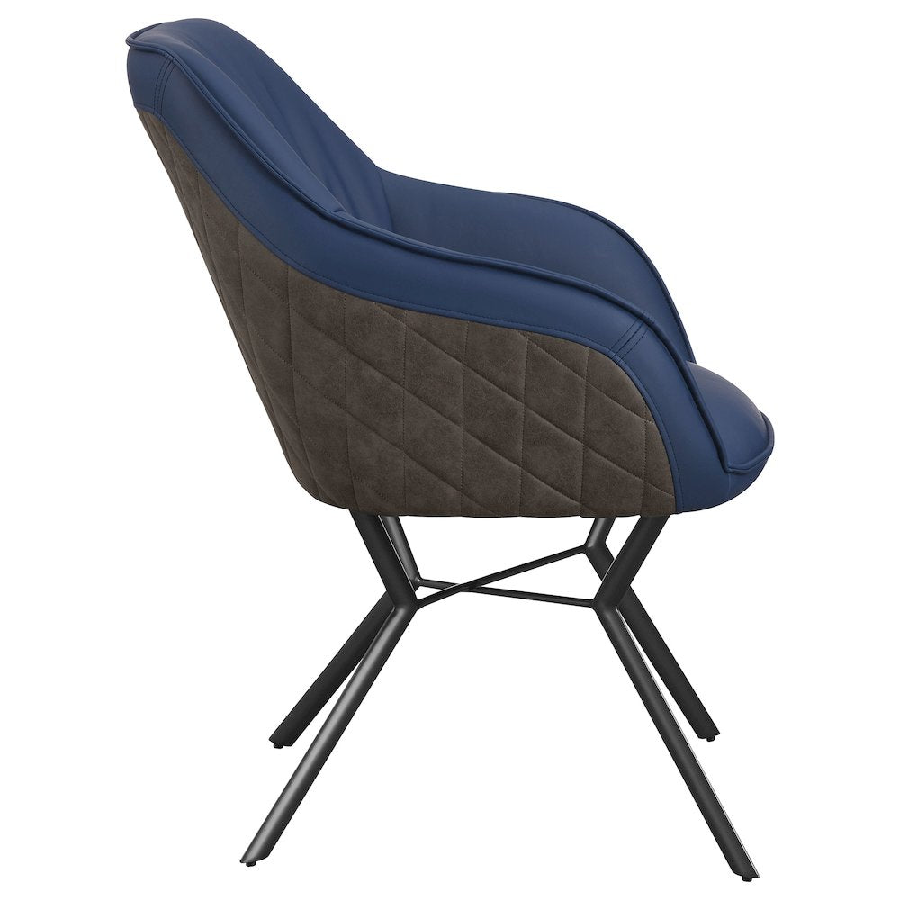 Blue and Gunmetal Upholstered Dining Chairs (Set of 2)