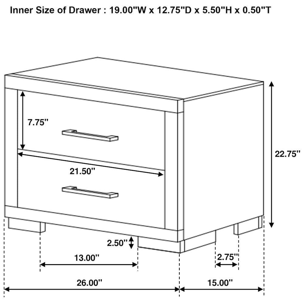 Polk Cappuccino 2-drawer Nightstand