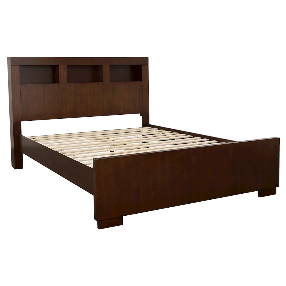 Cappuccino Bed with Bookcase Headboard