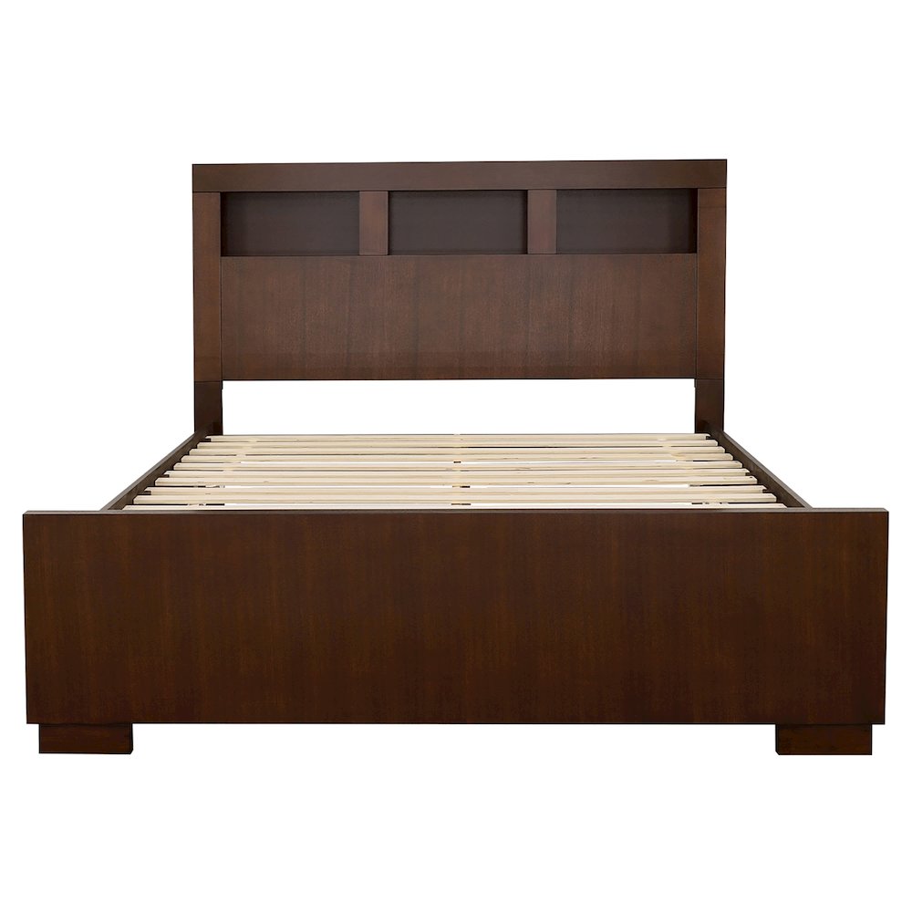 Cappuccino Bed with Bookcase Headboard