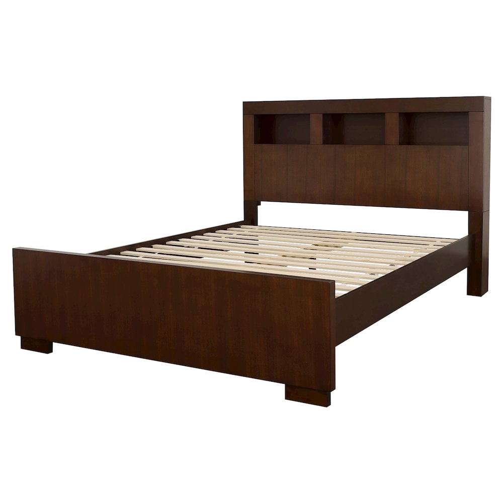 Cappuccino Bed with Bookcase Headboard