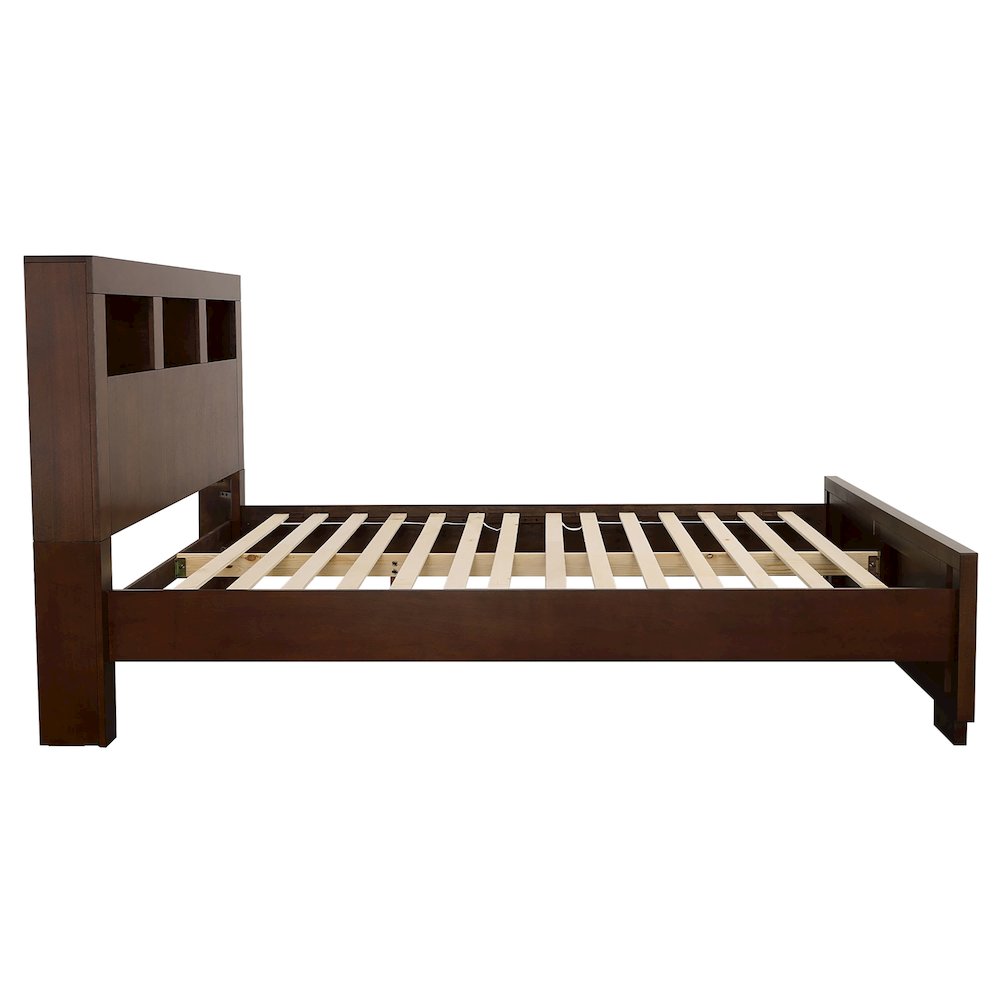 Cappuccino Bed with Bookcase Headboard