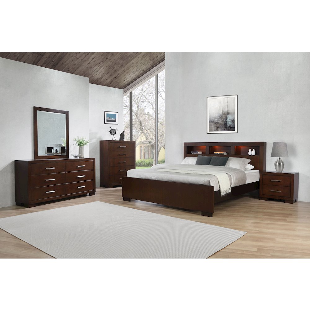 Cappuccino Bed with Bookcase Headboard
