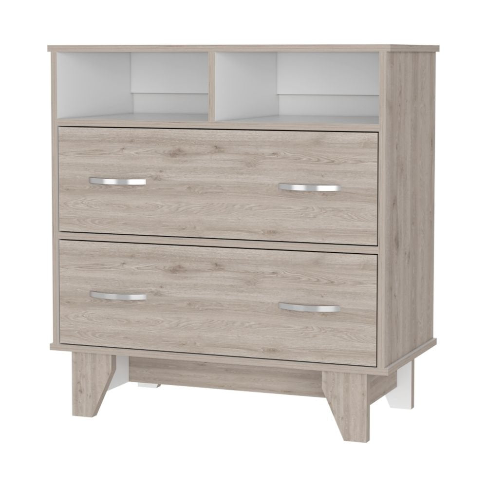 2-Drawer 2-Shelf Dresser Light Gray