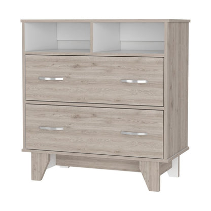 2-Drawer 2-Shelf Dresser Light Gray