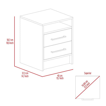 2-Drawer 1-Shelf Rectangle Nightstand Black Wengue