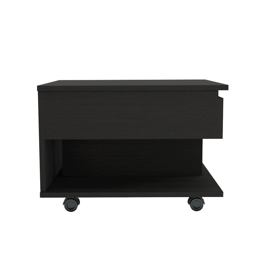 1-Drawer 1-Shelf Lift Top Coffee Table Black Wengue
