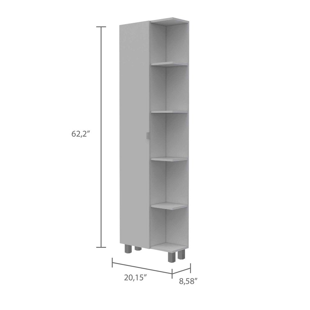 5-Shelf Linen Cabinet White