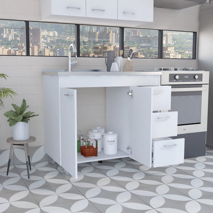 3-Drawer Base Cabinet White
