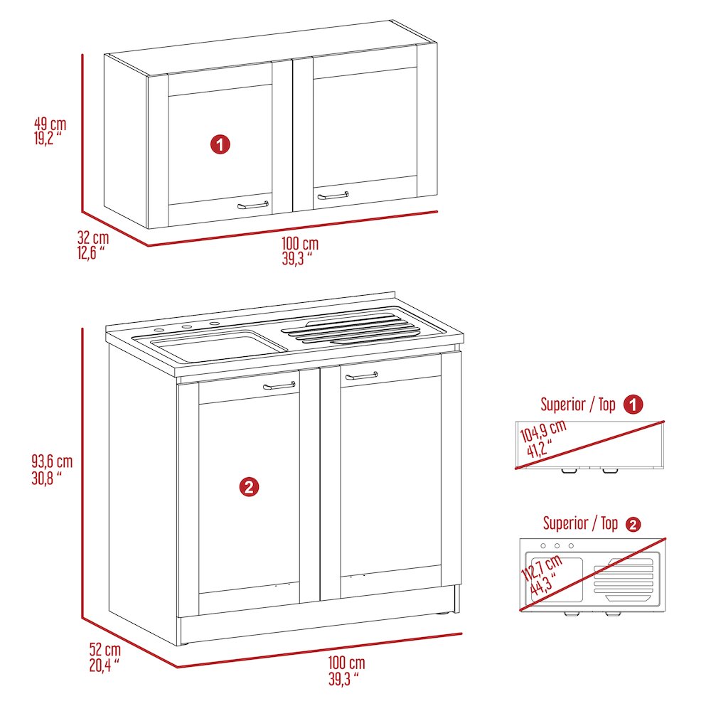 2-piece Rectangle Cabinet Set Black Wengue