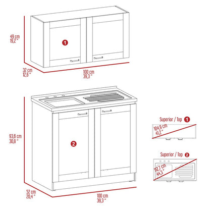 2-piece Rectangle Cabinet Set Black Wengue