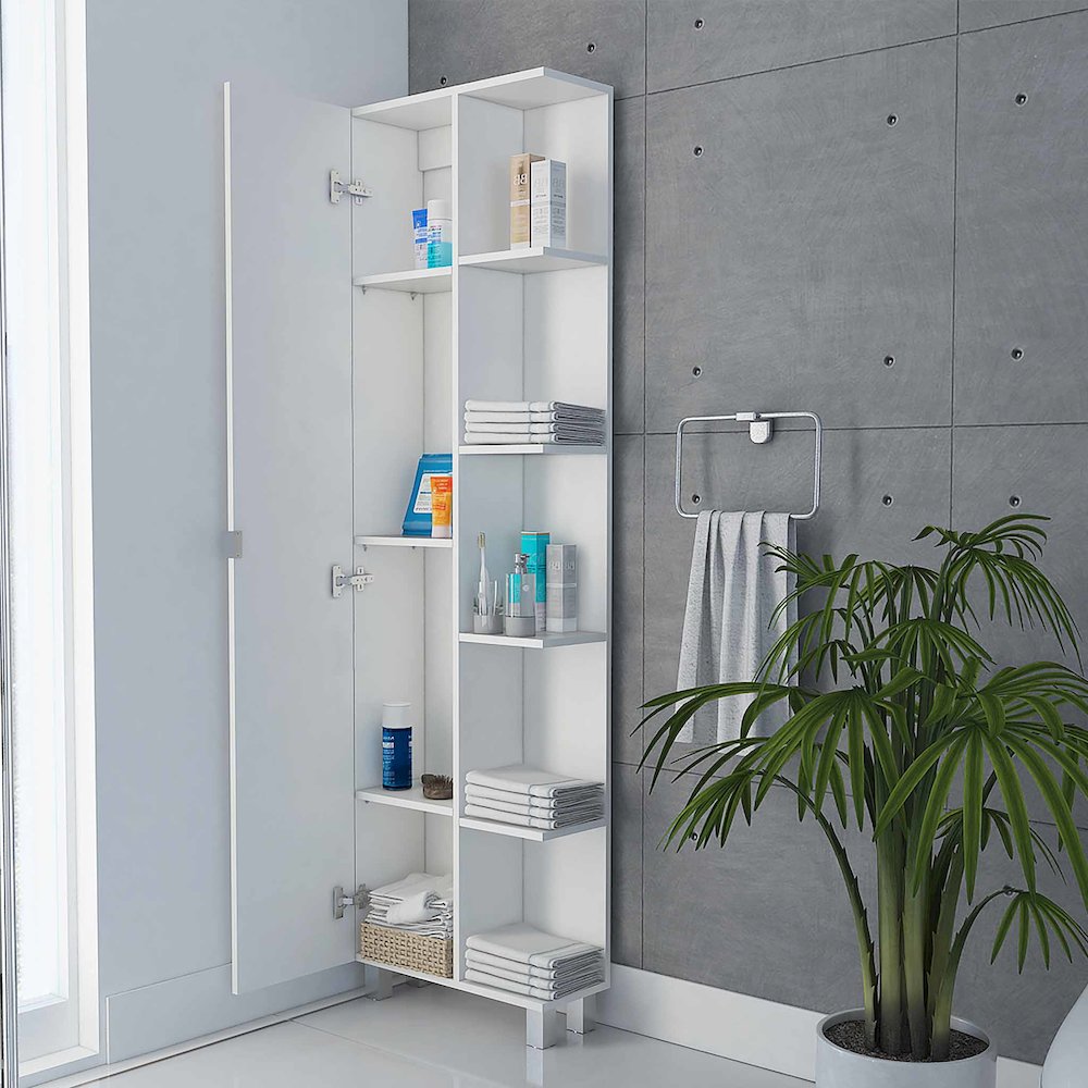 5-Shelf Linen Cabinet White