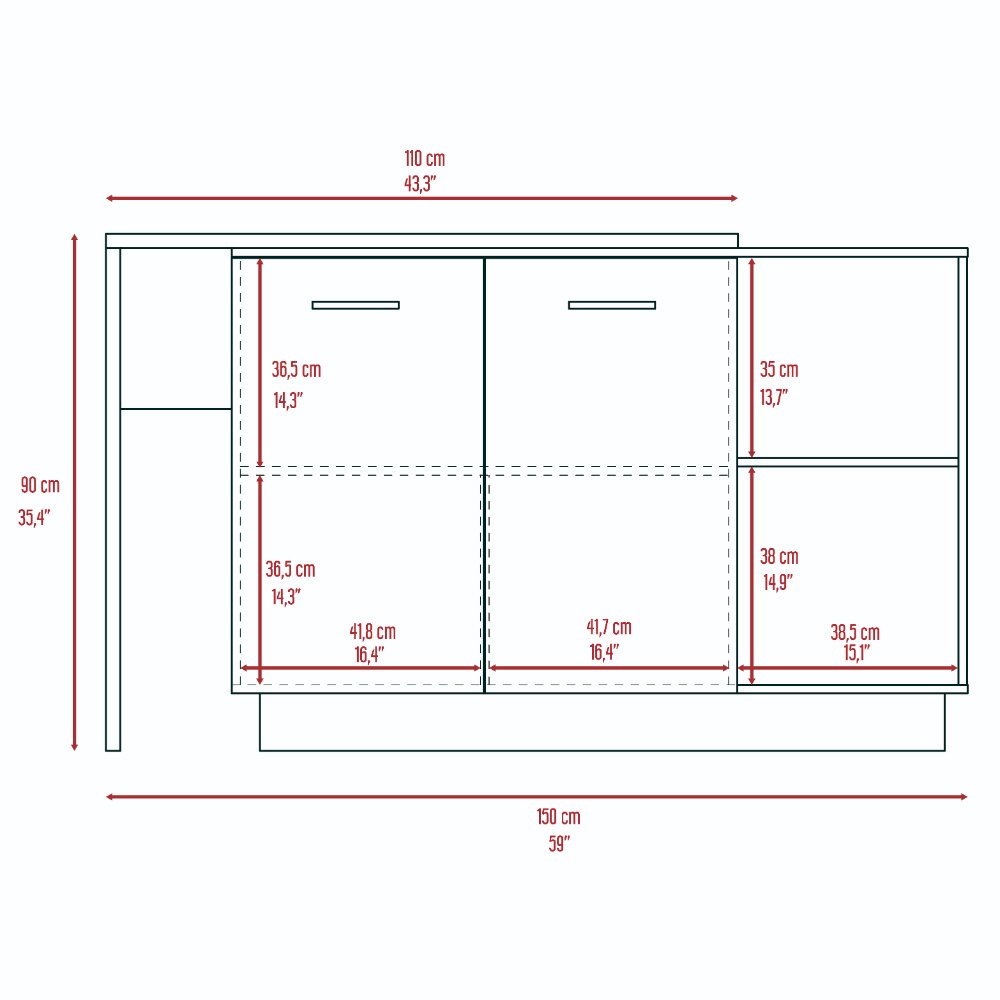 2-Shelf 1-Drawer Kitchen Island Black Wengue and Light Oak
