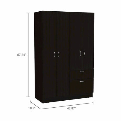 1-Drawer Rectangle Armoire Black Wengue and White