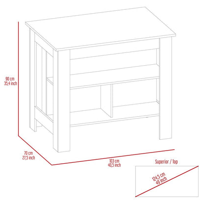 3-Shelf Kitchen Island White and Light Oak