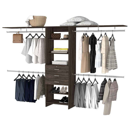 3-Drawer 4-Shelf Closet System Dark Walnut