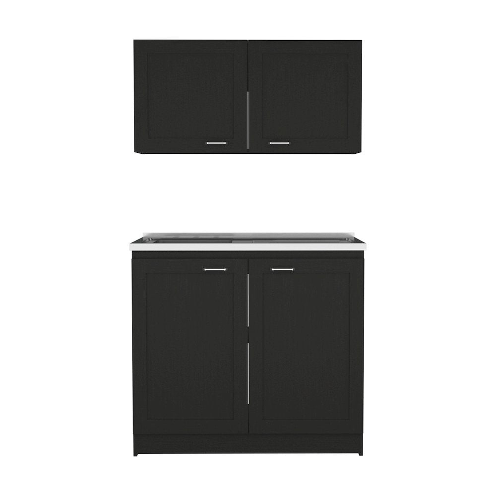 2-piece Rectangle Cabinet Set Black Wengue