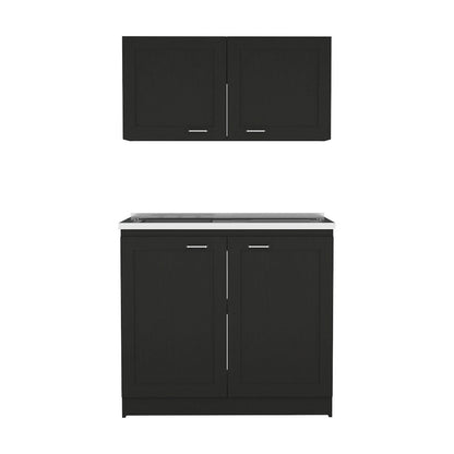 2-piece Rectangle Cabinet Set Black Wengue