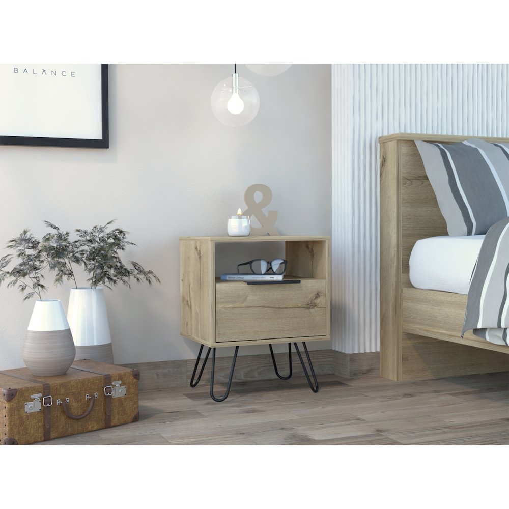 Creek 1-Shelf 1-Drawer Nightstand Light Oak