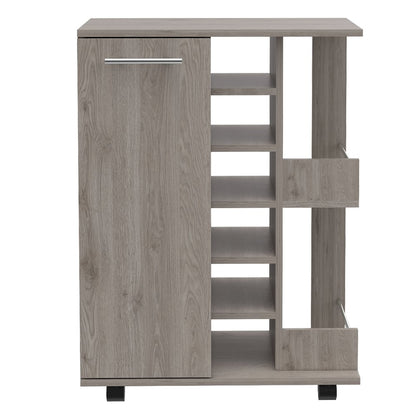 2-Shelf 6-Bottle Bar Cart with Division Light Oak