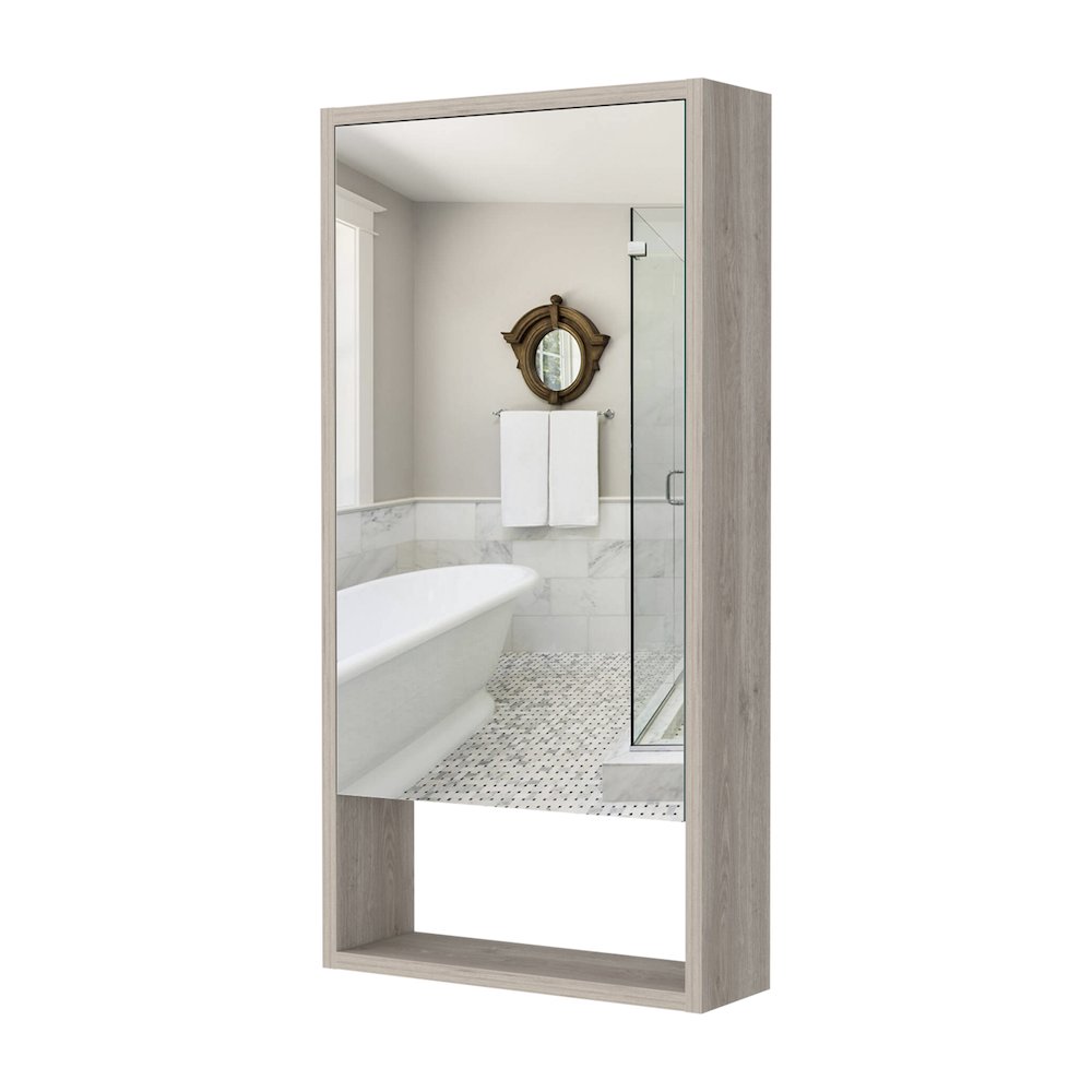 Rectangle Medicine Cabinet with Mirror Light Grey