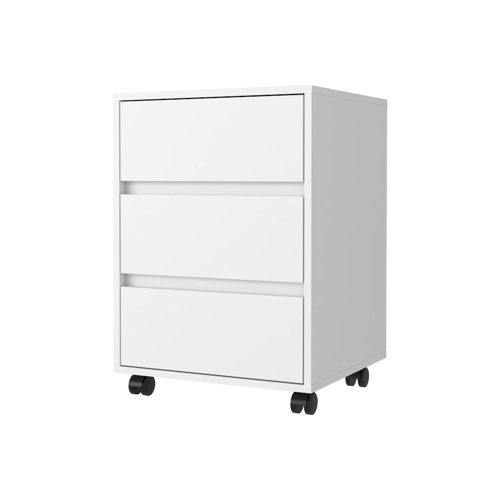 3-Drawer Rectangle Filing Cabinet White