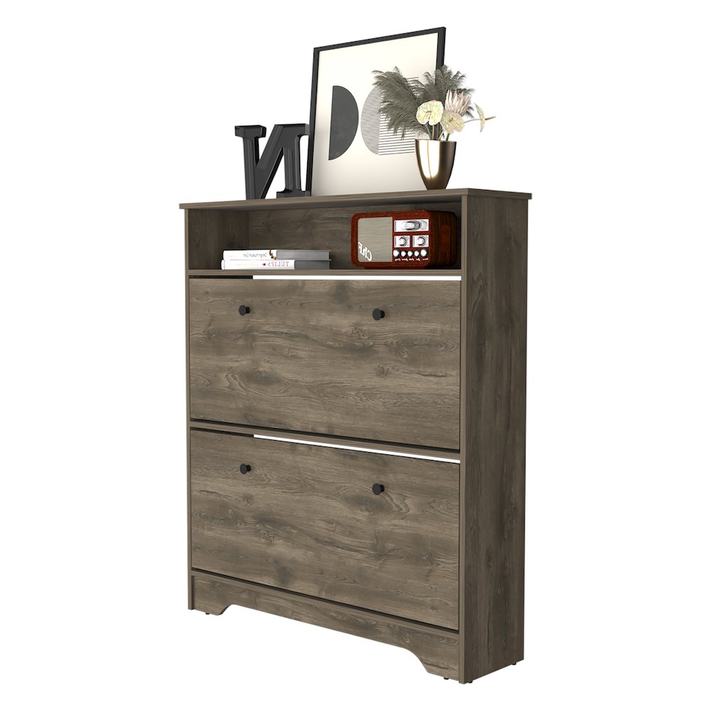 2-Shelf Shoe Rack Dark Brown