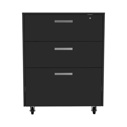 3-Drawer Rectangle Chest with Caster Black Wengue