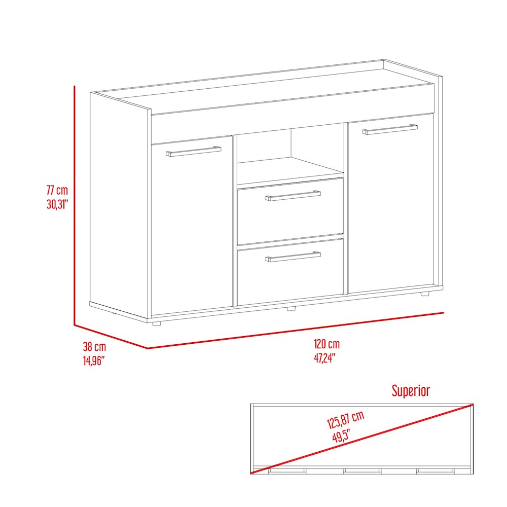 2-Drawer Sideboard Dark Walnut
