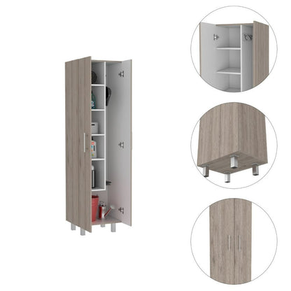2-Door Rectangle Closet Pantry Light Gray and White