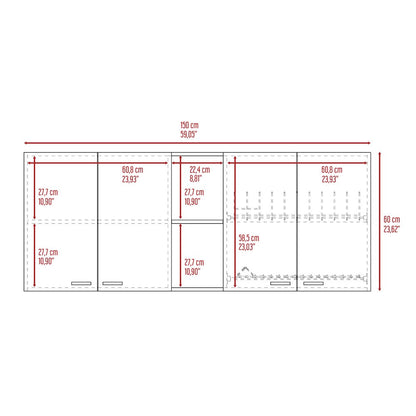 59-inch Four Swing Doors Wall Cabinet Black Wengue