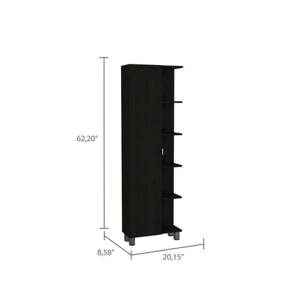 5-Shelf Tall Cabinet Black Wengue