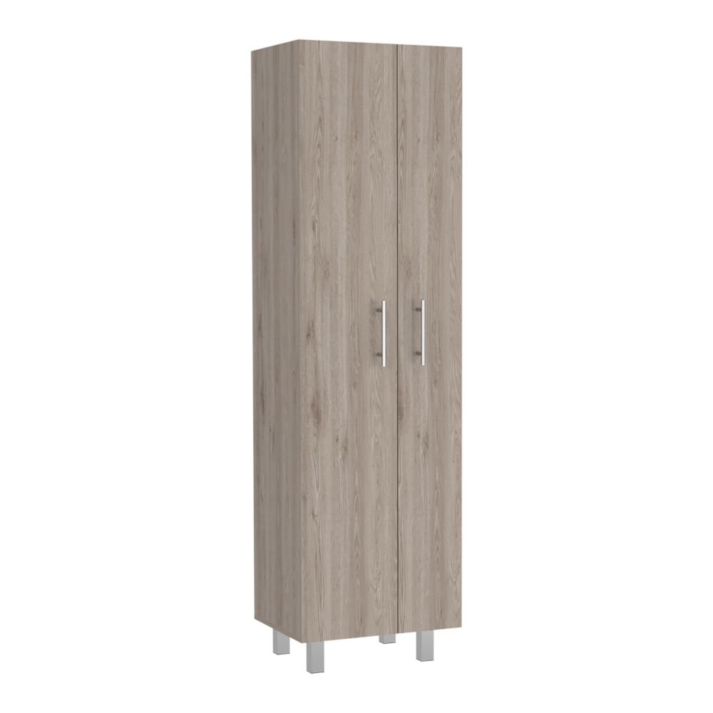 2-Door Rectangle Closet Pantry Light Gray and White
