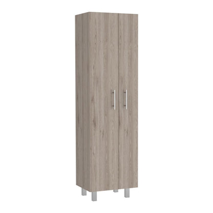 2-Door Rectangle Closet Pantry Light Gray and White