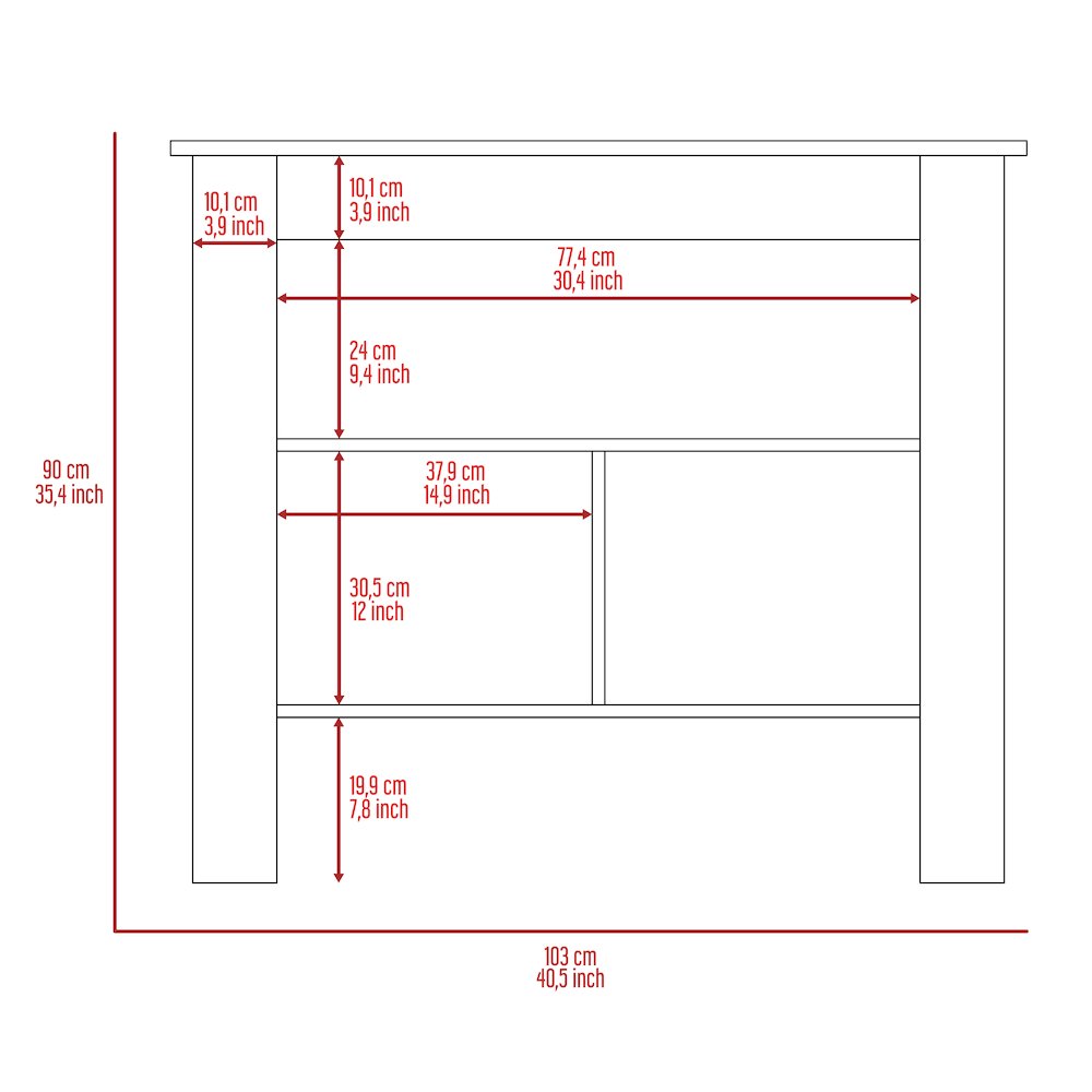 3-Shelf Kitchen Island Dark Brown