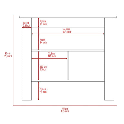 3-Shelf Kitchen Island Dark Brown