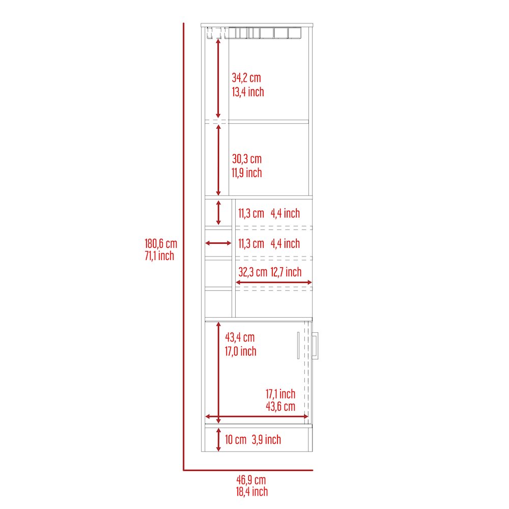 8-Bottle 2-Shelf Bar Cabinet White