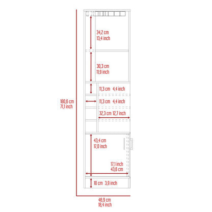 8-Bottle 2-Shelf Bar Cabinet White