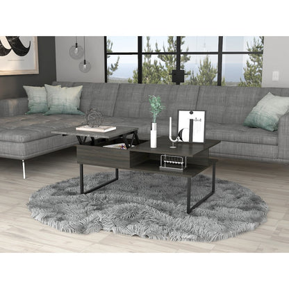 1-Shelf Lift Top Coffee Table Carbon Espresso and Onyx