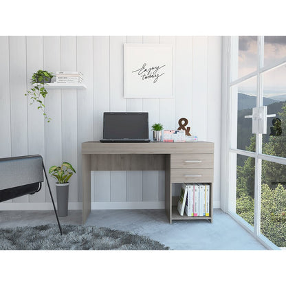 1-Shelf 2-Drawer Computer Desk Light Grey